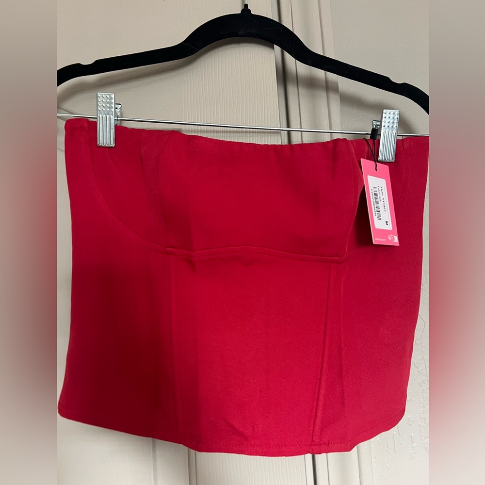Edikted Bold Red Strapless Top